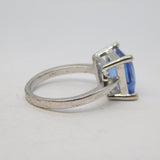 Sterling Silver & Cushion Cut Iolite Dress Ring Vintage c2000s