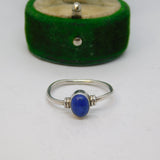 Sterling Silver Lapiz Lazuli Cabochon Ring Vintage c1970 Size M 1/2