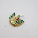 Sterling Silver Sapphire & Multi-Colour Enamel Swan Charm Pendant Vintage c1970