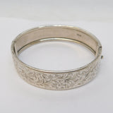 Art Deco Sterling Silver Floral Pattern Cuff Bangle Bracelet Antique Birmingham
