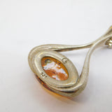 Sterling Silver & Baltic Amber Drop Pendant Necklace Vintage c1990s