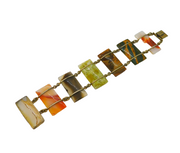 Victorian Scottish Sterling Silver Gilt Agate Set Panel Bracelet Antique c1880s