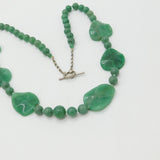 Sterling Silver & Jadeite Hardstone Large Statement Necklace 30" Length Vintage