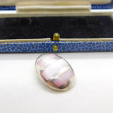 Sterling Silver Pink Dyed Mother of Pearl Charm Pendant Vintage c1970