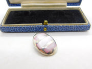 Sterling Silver Pink Dyed Mother of Pearl Charm Pendant Vintage c1970