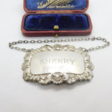 Sterling Silver Ornate Edged Sherry Decanter Label Vintage 1968 London