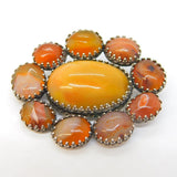 Victorian Scottish Sterling Silver Banded Agate Brooch Pin Antique c1860