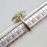 Sterling Silver Multi Peridot Cushion Style Dress Ring Vintage c1990 Size O