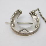 Victorian Sterling Silver Lucky Horseshoe Brooch Antique Birmingham