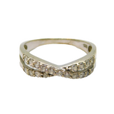 Sterling Silver Spinel Crossover Band Dress Ring Vintage c1970 Size S