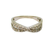 Sterling Silver Spinel Crossover Band Dress Ring Vintage c1970 Size S