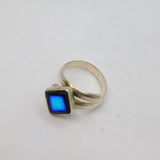 Sterling Silver Vibrant Glass Wraparound Studio Dress Ring Modern c1990 Size L