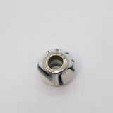 Sterling Silver Black & White Patterned Charmbead For Bracelet Vintage c2000