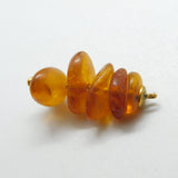 Sterling Silver Triple Amber Charm Pendant Vintage c1970