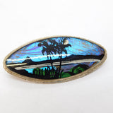 Sterling Silver Morpho Butterfly Wing Island Scene Brooch Antique c1920 Deco