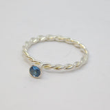 Sterling Silver Blue Topaz Twisted Band Stacking Ring Vintage c1970 Size M