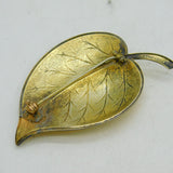 Aksel Holmsen Norwegian Sterling Silver & Yellow Enamel Leaf Brooch Antique