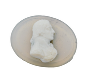 Victorian Opaline Glass Carved Shell Cameo Gentleman Plaque Antique