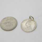 Sterling Silver Victorian Threepence Coin Charm Pendant Antique 1887
