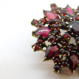 20th Century Austro-Hungarian Silver Gilt Bohemian Garnet Floral Brooch Antique