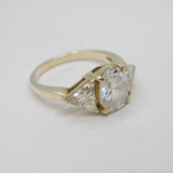 Sterling Silver 3 CZ Sparkling Cocktail Ring Vintage c1990 Size M