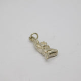 Sterling Silver Kneeling Girl With Flowers Charm Pendant Vintage c1970