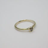 Sterling Silver Crystal Heart Beaded Pattern Stacking Ring Modern c2010 Size L