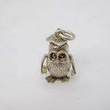 Sterling Silver Wise Owl Charm Pendant Vintage c1970