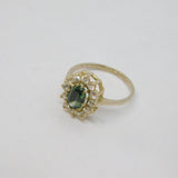 Sterling Silver Faceted Flourite & White Topaz Cluster Ring Vintage c1970 Size K
