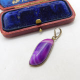 Sterling Silver and Purple Agate Charm Pendant Vintage c1970