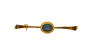 Gold On Sterling Silver Opal Doublet Oval Bar Brooch Pin Contemporary c1990