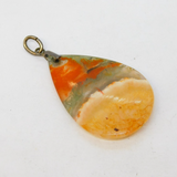 Sterling Silver Mounted Dendritic Agate Drop Pendant Antique c1930 Art Deco