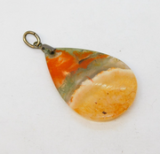Sterling Silver Mounted Dendritic Agate Drop Pendant Antique c1930 Art Deco
