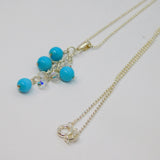 Sterling Silver Turquoise & Crystal Beaded Pendant Necklace Contemporary c2015