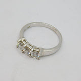 Sterling Silver  White Sapphire Three Stone Dress Ring Vintage c1990 Size R 1/2