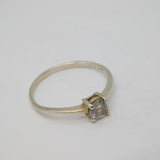 Sterling Silver Round Cubic Zirconia Solitaire Band Ring Vintage c1970 Size O
