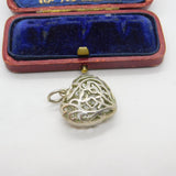Sterling Silver Large Heart Charm Pendant Vintage c1970