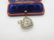 Sterling Silver Large Heart Charm Pendant Vintage c1970