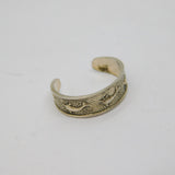 Sterling Silver Dolphin Scene Patterned Open Toe Ring Vintage c1970 Size F