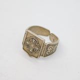 Sterling Silver Celtic Cross Open Back Signet Band Ring Vintage c1990 Size N