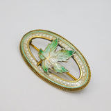 Sterling Silver Gilt Richard Hemsley Enamel Maple Leaf Form Brooch Antique c1910