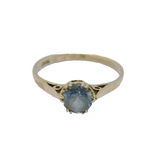 Sterling Silver Blue Topaz Solitaire Dress Ring Vintage c1970 Size O