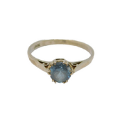 Sterling Silver Blue Topaz Solitaire Dress Ring Vintage c1970 Size O