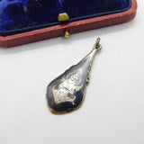 Sterling Silver and Niello Siam Thai Goddess Teardrop Charm Vintage c1970