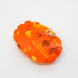 Sterling Silver Mounted Carved Pressed Amber Large Flower Pendant Vintage
