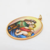 19th Century Austro-Hungarian 14ct Gold Mounted Enamel Religious Pendant Antique