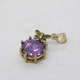Sterling Silver Amethyst Set Butterfly Drop Charm Pendant Vintage c1970s