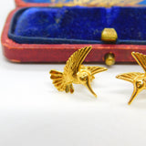 Pair of Sterling Silver Gilt Kingfisher Bird Stud Earrings Vintage c1980