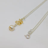 Sterling Silver Cream Pearl & Citrine Pendant Necklace Contemporary c2015