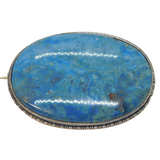 Victorian Sterling Silver Blue Jasper Set Brooch Pin Antique c1890s